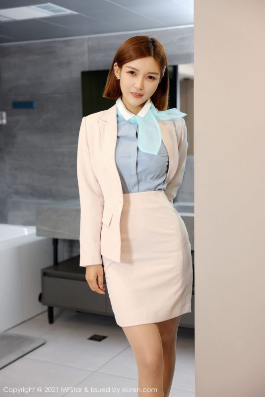 模范学院新人模特王蜜清爽短发职场OL典雅制服系列首套写真-御萝部落-御萝部落