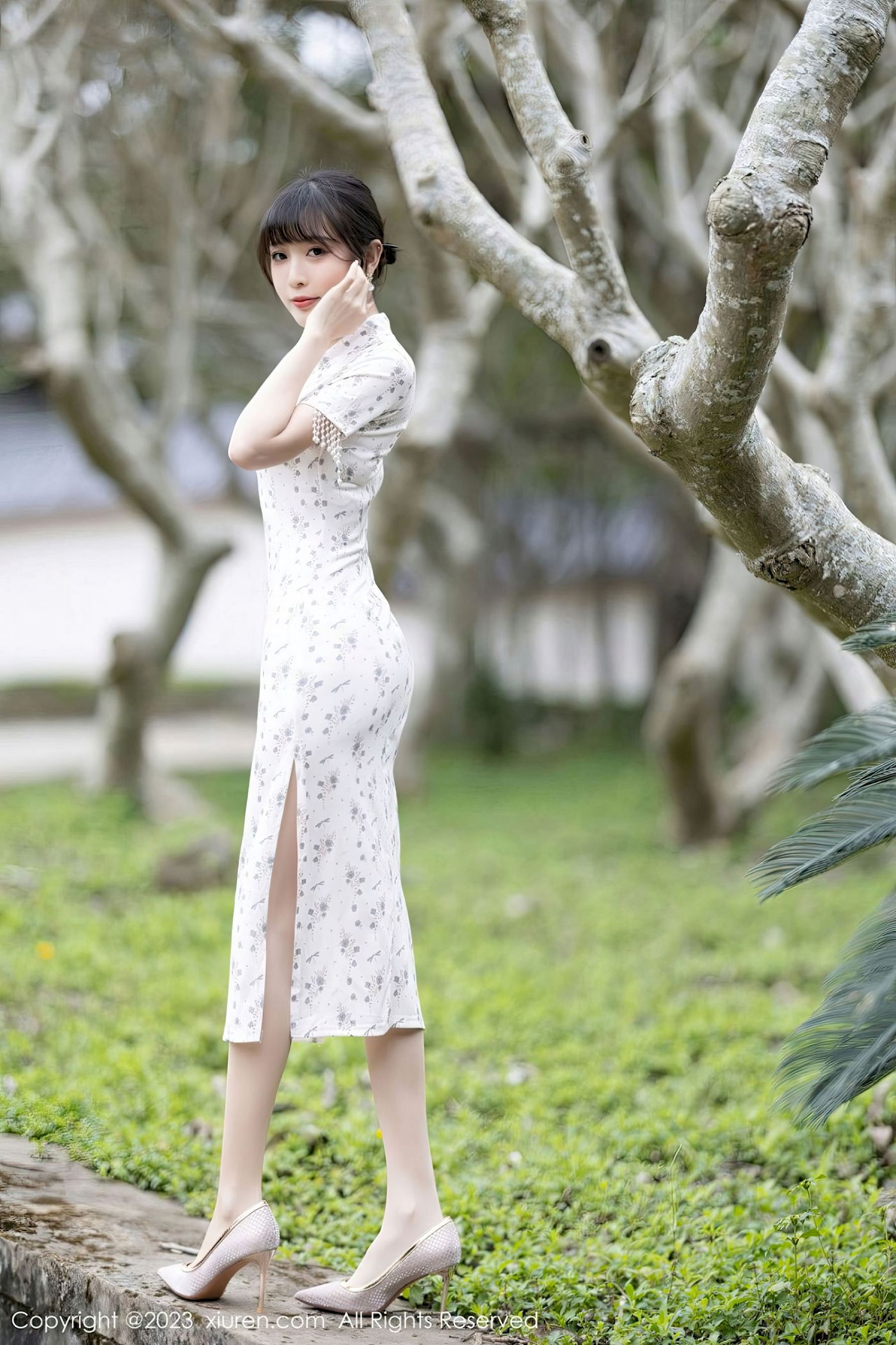 林星阑 - 短款旗袍+原色丝袜海南旅拍